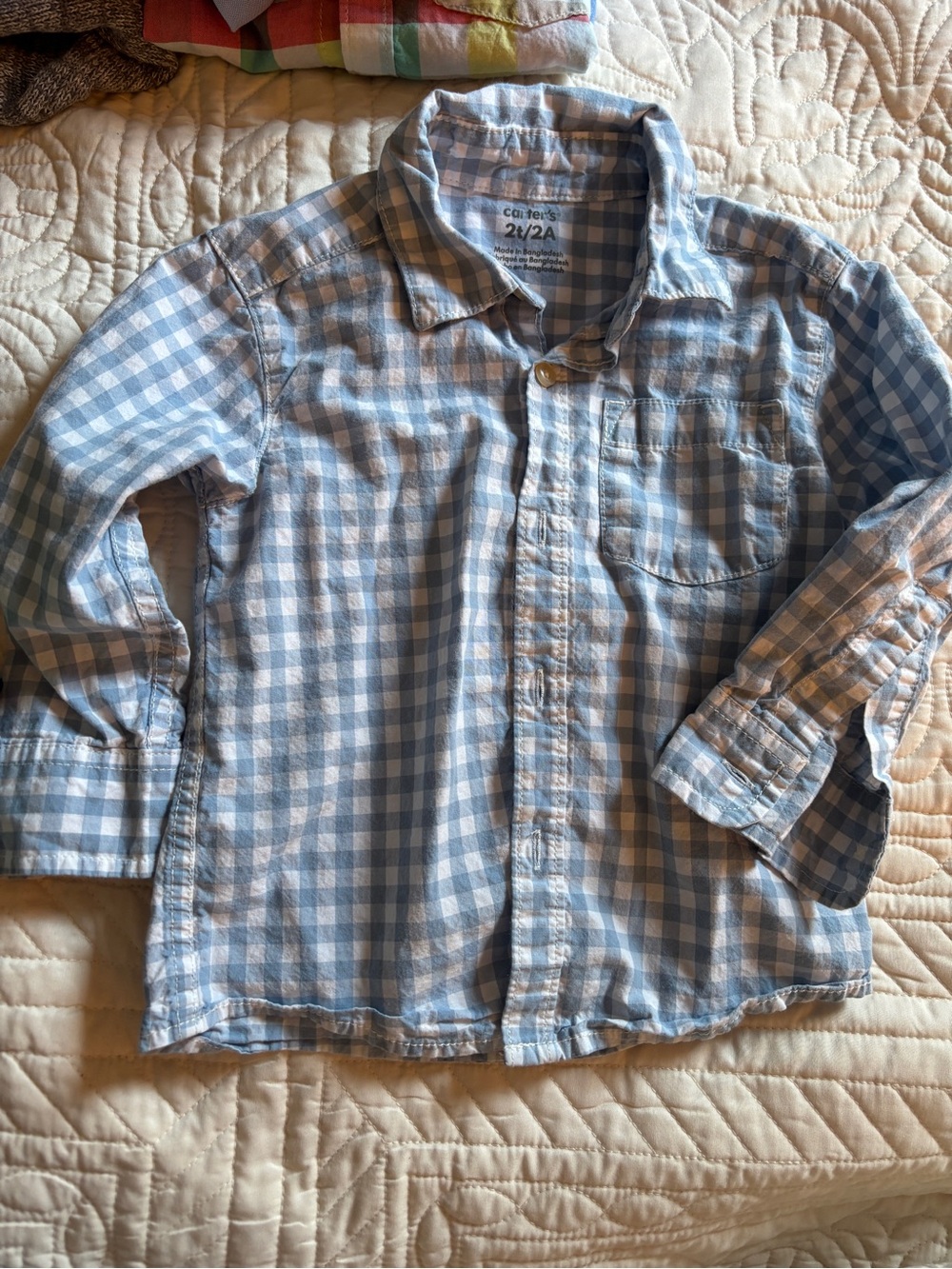Carter's Blue and White Gingham Button Down Shirt